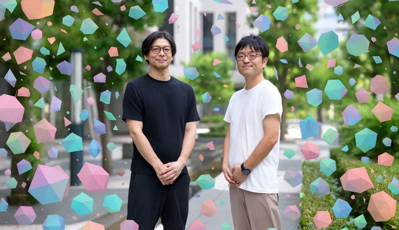 野口氏と創刊編集長の押久保。カメラマンに許諾を得て、AIで写真を加工している